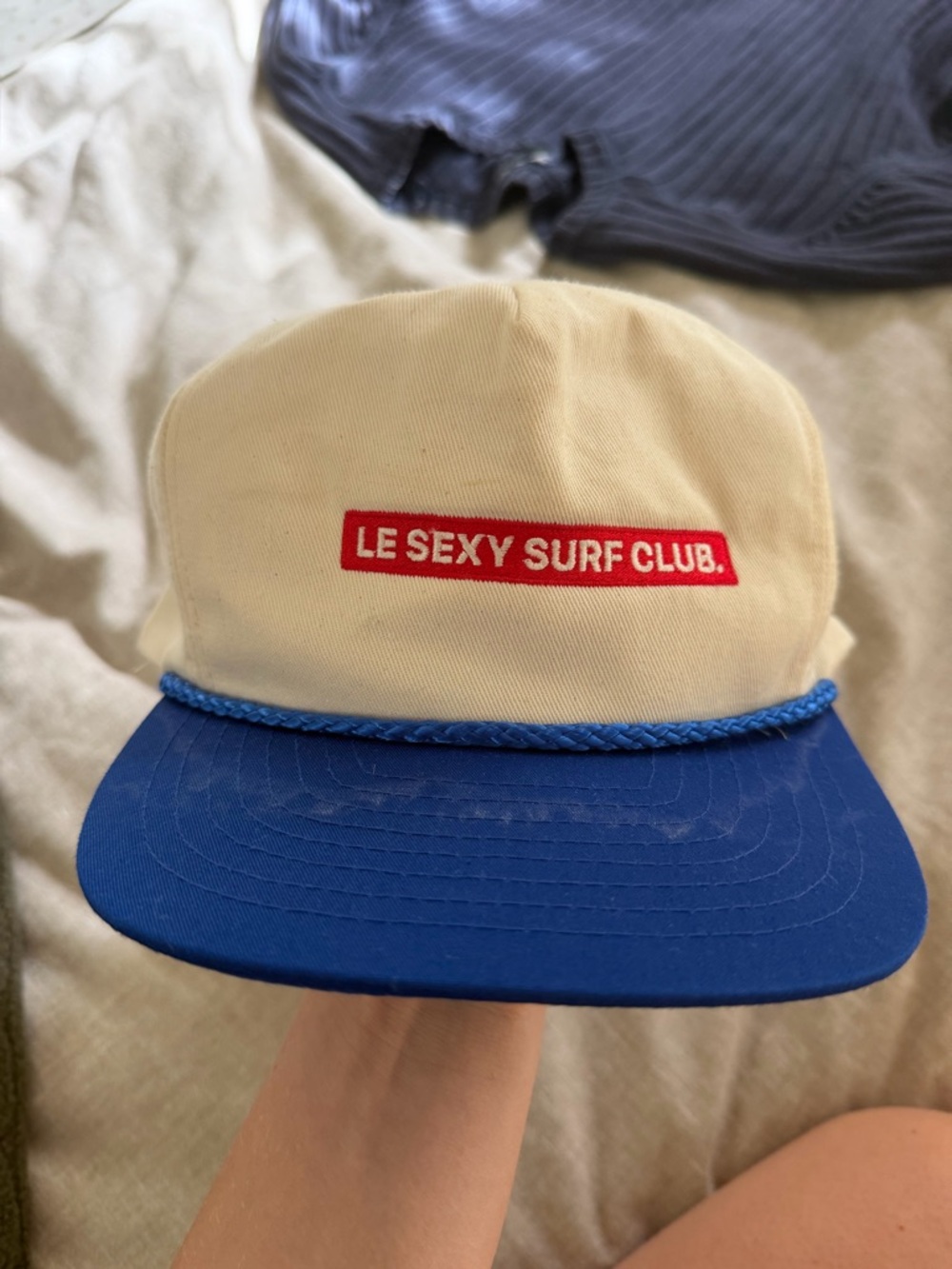 Le Sexy Surf Club Two-Tone Rope Brim Cap - Cream & Blue